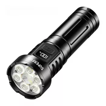 Superfire L24 torcia LED ricaricabile USB-C, 2500 lumen, portata 500 m, IP44, nera