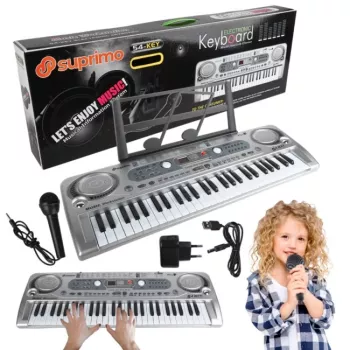 SUPRIMO 824 tastiera USB con microfono per imparare giocando, per bambini