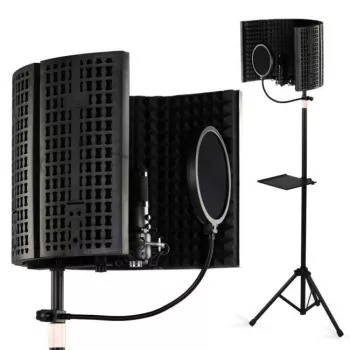 SUPRIMO AC5 SET Pannello fonoassorbente a 5 pannelli per microfono, pieghevole, nero
