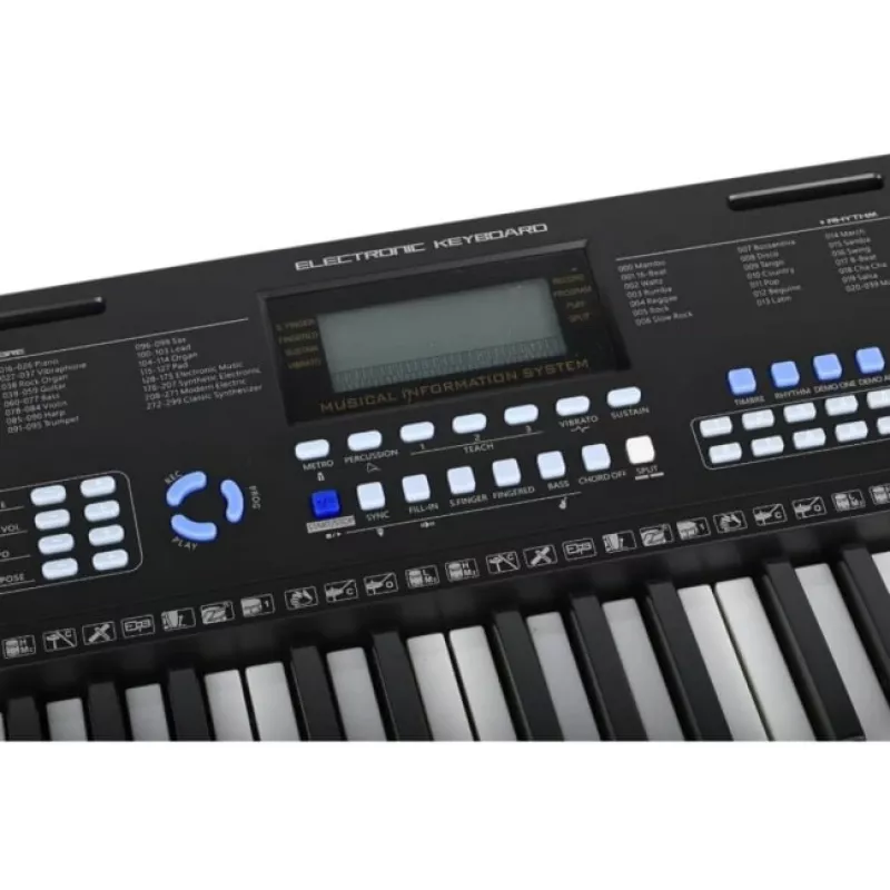 SUPRIMO EK611 tastiera per bambini 61 tasti con display LCD, 200 timbri, 128 ritmi, microfono e leggio