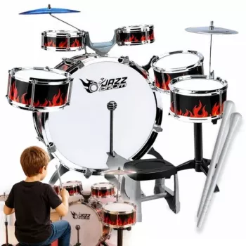 SUPRIMO K-DRUMS 2 Batteria per bambini grande con 6 tamburi, rosso/nero