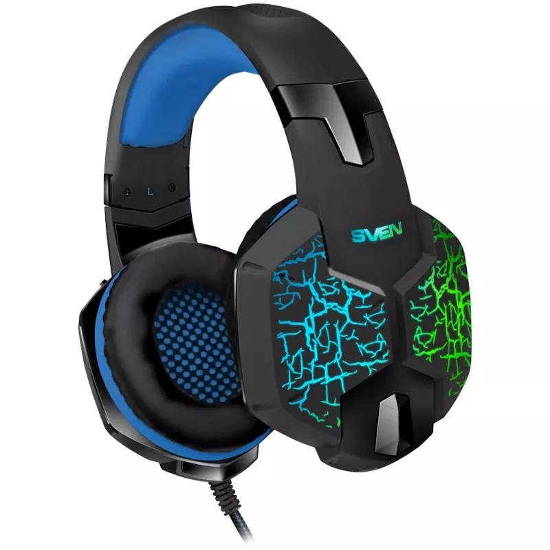 Cuffie gaming SVEN AP-U980MV, USB, LED, 7.1, Nero-Blu