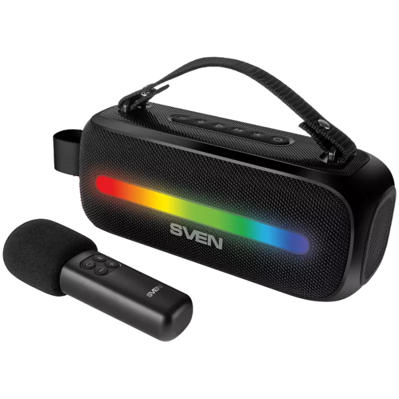 Altoparlante SVEN PS-255, nero (12W, Bluetooth, FM, USB, microfono karaoke, 3600mAh)
