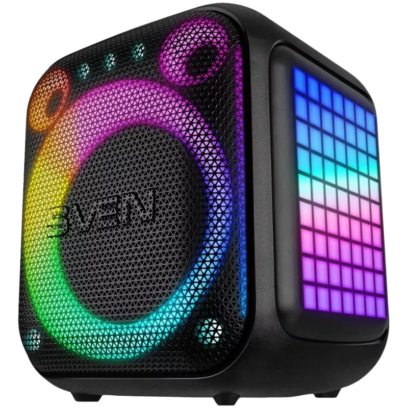 SVEN PS-880 altoparlante Bluetooth portatile, 110W RMS, TWS, FM, USB, microSD, display LED, batteria ricaricabile al litio, nero