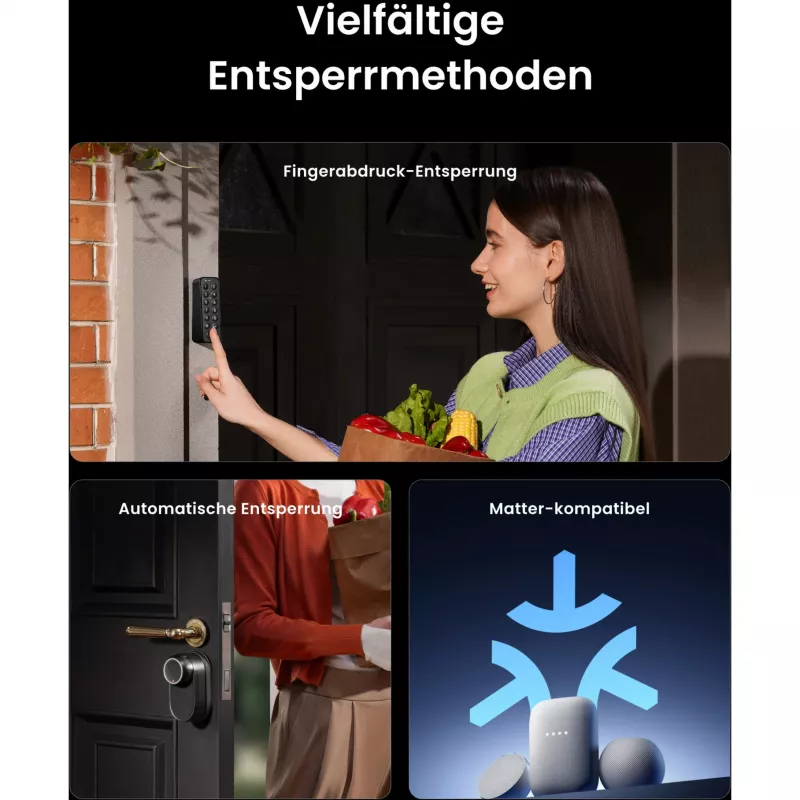 SwitchBot Ultra Touch Bundle, serratura intelligente con Hub Mini Matter, tastierino e card, Bianco