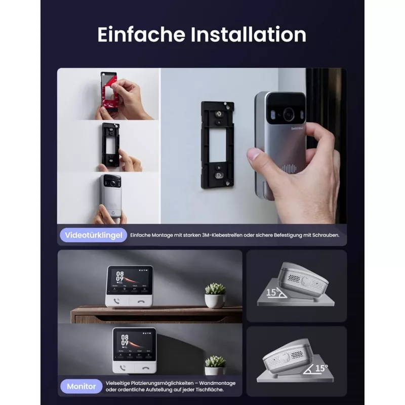 Switchbot SWB VDB-M-SW - Videocitofono WiFi con display a colori da 4,3 pollici (bianco/argento)