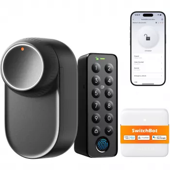 SwitchBot Ultra Touch bundle nero, Lock Ultra nero, Keypad Touch, Hub Mini