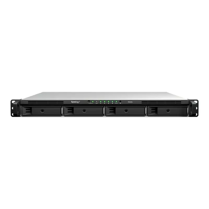 Synology RS826+ NAS rackmount 1U 4 vani, AMD Ryzen V1500B, 4GB DDR4 ECC, 4x 1GbE, senza dischi