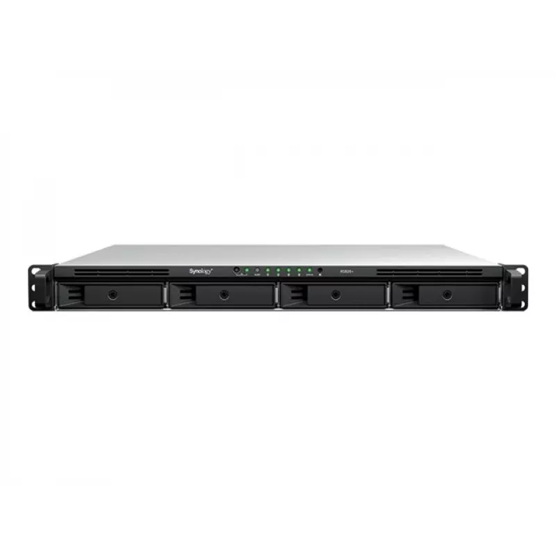 Synology RS826+ NAS rackmount 1U 4 vani, AMD Ryzen V1500B, 4GB DDR4 ECC, 4x 1GbE, senza dischi