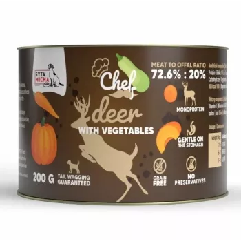 SYTA MICHA Chef cervo con verdure cibo umido mono per cani 200g