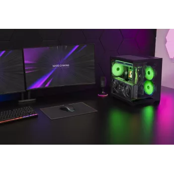 TACENS MARS MC-VIEW3 case Micro-ATX con 3x ventole ARGB, USB-C, vetro temperato