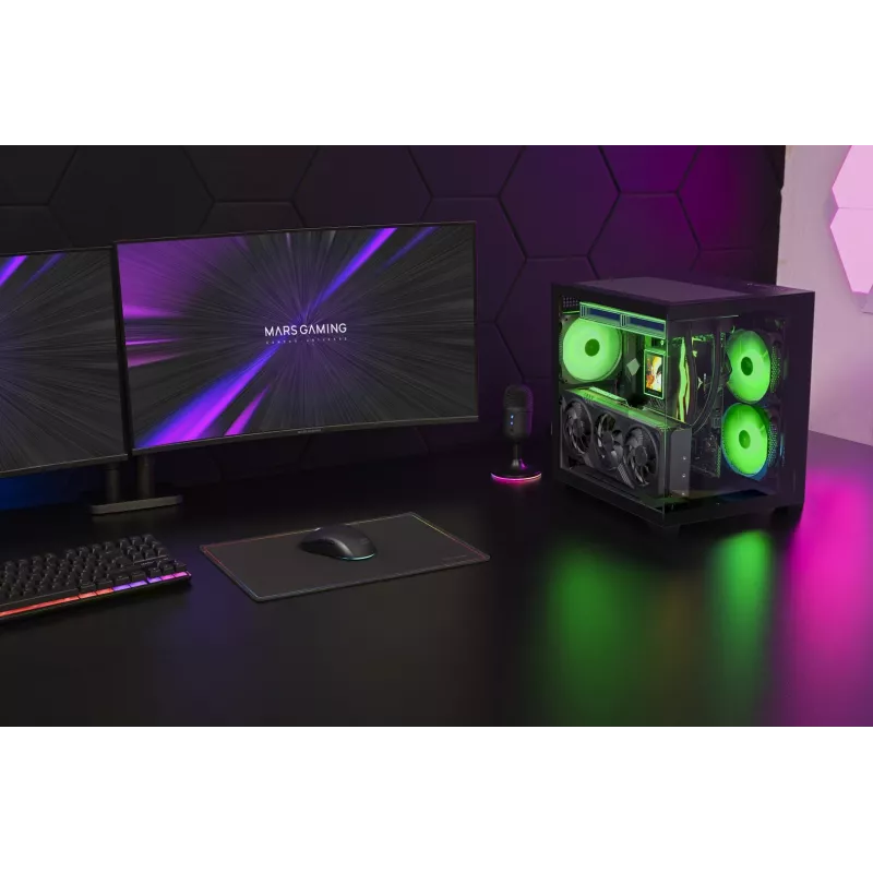 TACENS MARS MC-VIEW3 case Micro-ATX con 3x ventole ARGB, USB-C, vetro temperato