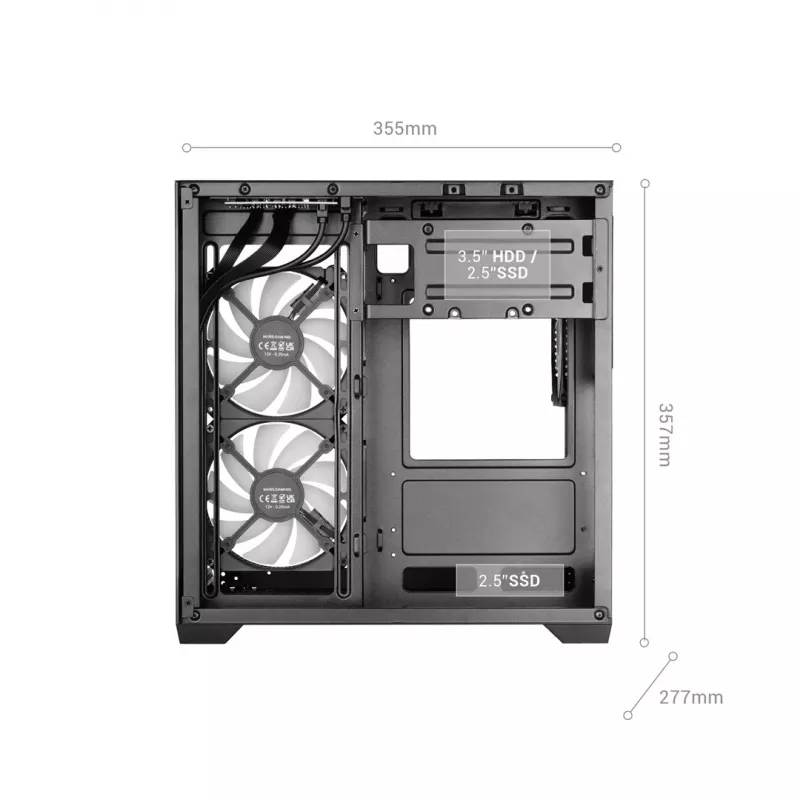 TACENS MARS MC-VIEW3 case Micro-ATX con 3x ventole ARGB, USB-C, vetro temperato