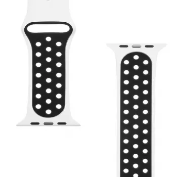 Tactical Apple Watch 42/44/45mm Doppio cinturino in silicone bianco nero