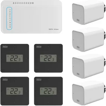TECH 21 Kit sistema di controllo wireless multi-zona per riscaldamento a radiatori (controller L-8e + attuatori STT-868)