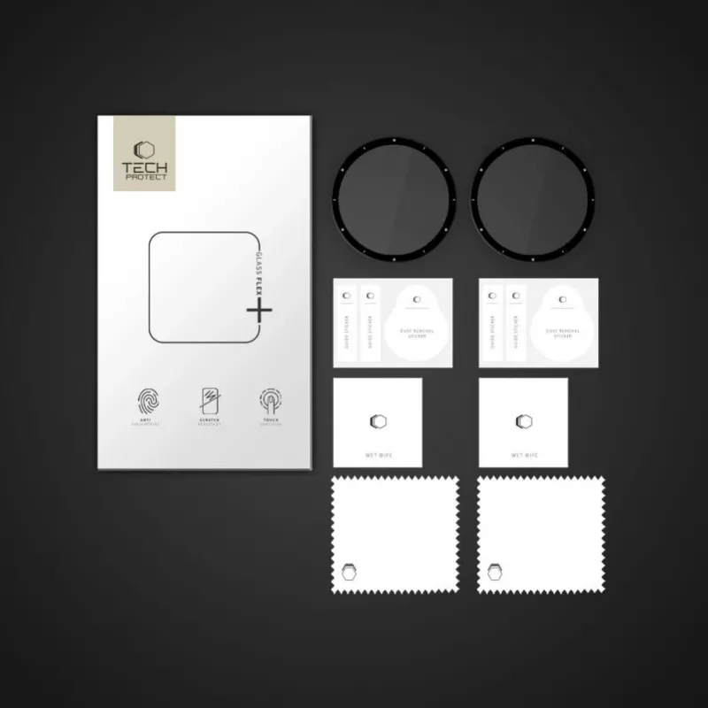 Tech-Protect Glass Flex+ protezione display in vetro ibrido per Garmin Venu 3 (confezione da 2, bordo nero)