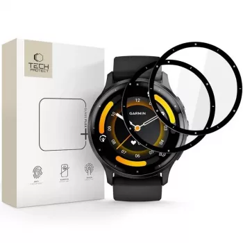 Tech-Protect Glass Flex+ protezione display in vetro ibrido per Garmin Venu 3 (confezione da 2, bordo nero)