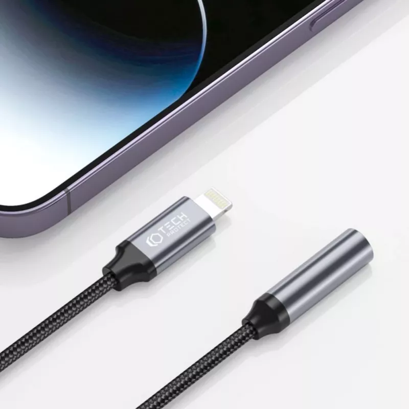 Tech-Protect adattatore da Lightning (connettore maschio) a jack 3,5 mm (connettore femmina) - bianco