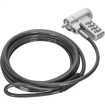 Techly IQ-LOK-17-K cavo di sicurezza per notebook con lucchetto a combinazione, 2m acciaio intrecciato