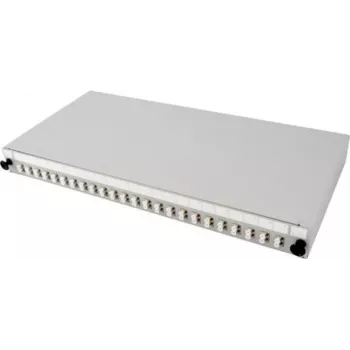 TECLINE cassetto di giunzione in fibra ottica multimodale LC duplex 24 porte per rack, a cassetto, grigio chiaro RAL 7035, 19