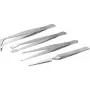 TECLINE set di pinzette di precisione, set di pinzette in acciaio inox per meccanica fine da 4 pezzi (94921)