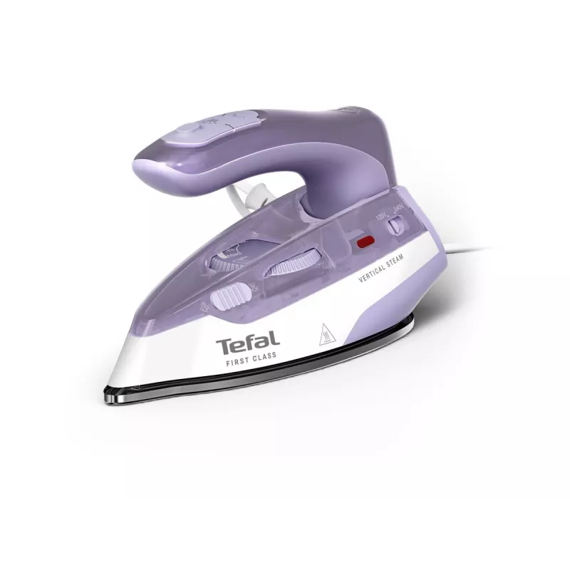 Tefal First Class DB1612E0 ferro da stiro da viaggio - 1100 W, piastra in acciaio inox, doppia tensione, serbatoio 70 ml, bianco/blu