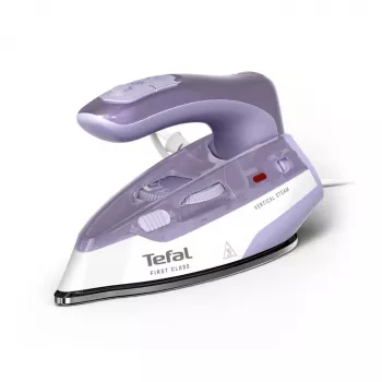 Tefal First Class DB1612E0 ferro da stiro da viaggio - 1100 W, piastra in acciaio inox, doppia tensione, serbatoio 70 ml, bianco/blu