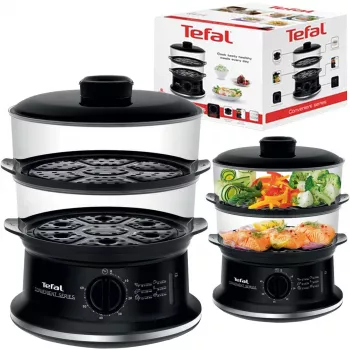Tefal Convenient VC140135 cuocivapore, 2 cestelli, 6 L, 900 W, nero