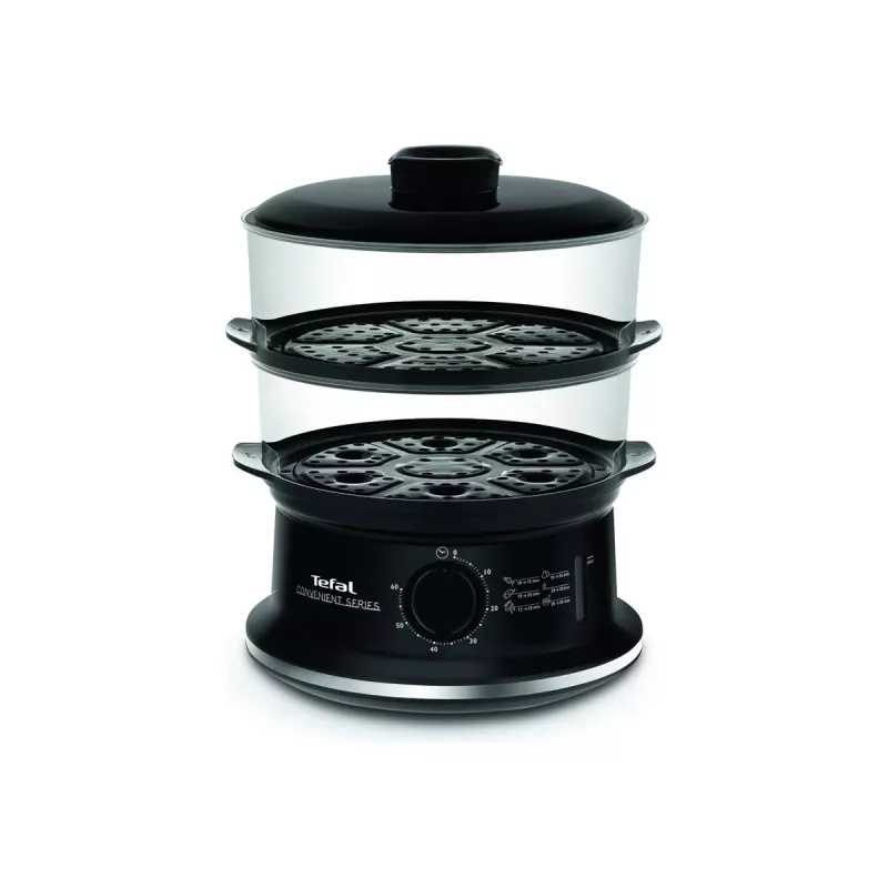 Tefal Convenient VC140135 Vaporiera, 2 cestelli, 6 L, 900 W, Nero