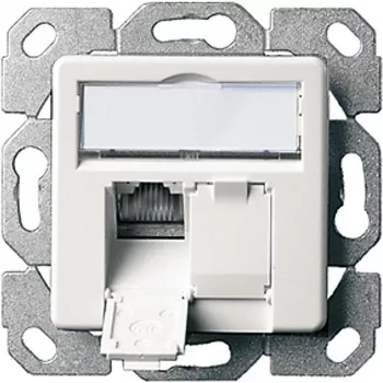 Telegärtner AMJ45 8/8 K Up/50 presa dati da incasso Cat.6A, 2x RJ45, schermata, bianco perla RAL 1013 J00020A0501