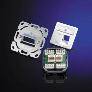 Telegärtner AMJ45 8/8 K Up/50 presa dati da incasso Cat.6A, 2x RJ45, schermata, bianco perla RAL 1013 J00020A0501