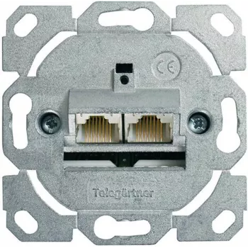 Telegärtner AMJ45 Modulo di connessione dati, 2 porte RJ45, Cat.6A schermato, 10G, IDC senza attrezzi, case in zinco