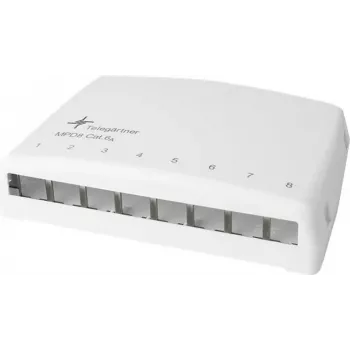 Telegärtner mini distributore MPD8 AMJ/UMJ TH35/AP - scatola di distribuzione da parete - bianco alpino - 8 porte (H02000A0103)
