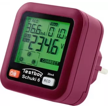 Testboy Testavit Schuki 6 Tester per prese con test RCD, 230V, spina Schuko 61610000