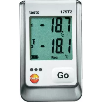 TESTO 175 T2 data logger di temperatura, 2 canali NTC, 1 milione di valori misurati, da -35 a +55 °C interno, da -40 a +120 °C esterno, IP65, interfaccia USB, display LCD 0572 1752