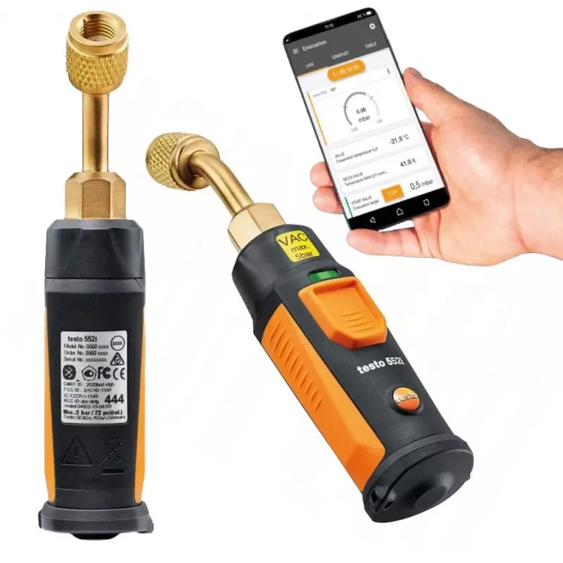 Testo 552i sonda vacuum wireless controllata da app con Bluetooth, sensore Pirani, range 0-20000 micron, IP54 0564 2552