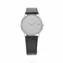TETRA Orologio da donna T-008 30mm Quadrante argento Cinturino in pelle nera Quarzo