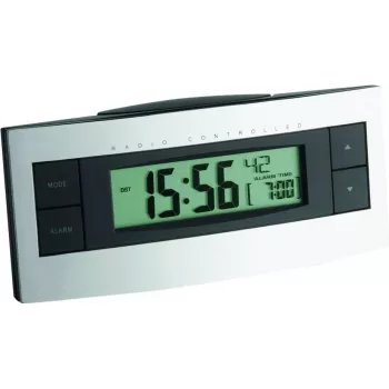 TFA 60.2511 radiosveglia - nero/argento - display LCD - temperatura interna - funzione snooze - retroilluminazione blu - 2x AAA