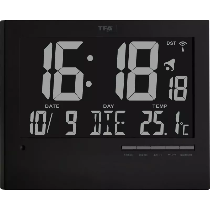 TFA 60.4508 orologio da parete radiocontrollato, cornice argento, quadrante bianco, diametro 30 cm, lancetta dei secondi continua