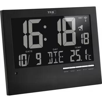 TFA 60.4508 orologio da parete radiocontrollato, cornice argento, quadrante bianco, diametro 30 cm, lancetta dei secondi continua