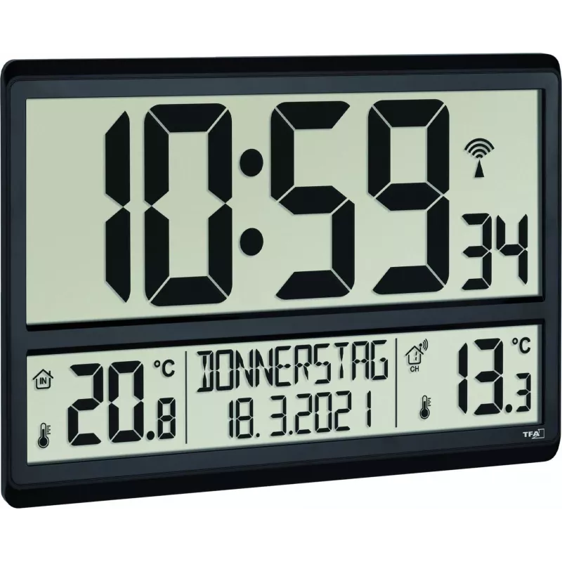 TFA 60.4521.01 XL Orologio radiocontrollato con temperatura interna/esterna
