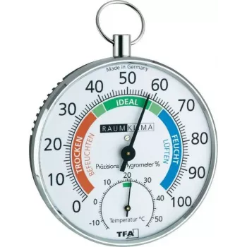 TFA Dostmann 45.2027 Termometro da parete analogico rotondo, bianco, da -30 a +50 °C, senza batteria