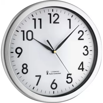 TFA Dostmann 60.3519.02 orologio da parete radiocontrollato Corona, cornice in alluminio argento, quadrante bianco, 300 mm 60.010363