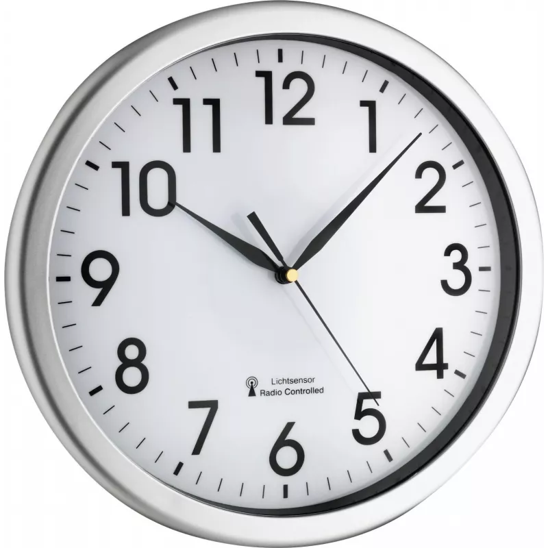 TFA Dostmann 60.3519.02 orologio da parete radiocontrollato Corona, cornice in alluminio argento, quadrante bianco, 300 mm 60.010363