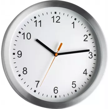 TFA Dostmann 98.1045 Orologio da parete radiocontrollato – cornice argento, quadrante bianco, 30 cm