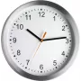 TFA Dostmann 98.1045 Orologio da parete radiocontrollato – cornice argento, quadrante bianco, 30 cm