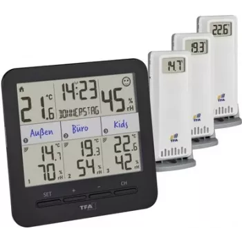 TFA Dostmann KLIMA@HOME 2 termoigrometro wireless, nero (30.3075.01)