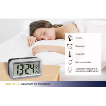 TFA Dostmann Lumio Plus radiosveglia nero/argento