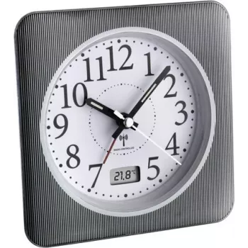 TFA Dostmann radiosveglia con temperatura, nero/argento 60.1502.10