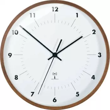 TFA Dostmann orologio da parete radiocontrollato con cornice in legno, diametro 25,5 cm, quadrante bianco, numeri arabi, a batteria, DCF77 98.1097